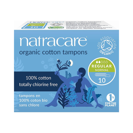 NatraCare - Tampons sans applicateur en coton biologique - Normal | 10 Tampons