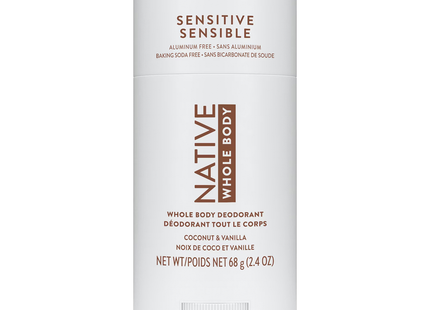 NATIVE - Sensitive Whole Body Aluminum Free Deodorant, Coconut & Vanilla | 68 g