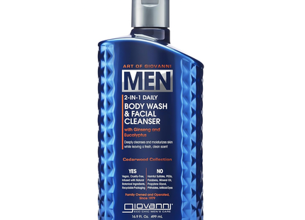Giovanni - 2-in-1 Daily Body Wash & Facial Cleanser, Ginseng & Eucalyptus | 499 mL
