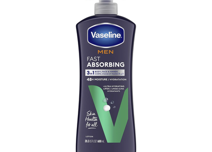 Vaseline Men - Fast Absorbing 3-in-1 Lotion for Body, Face & Hands | 600 mL