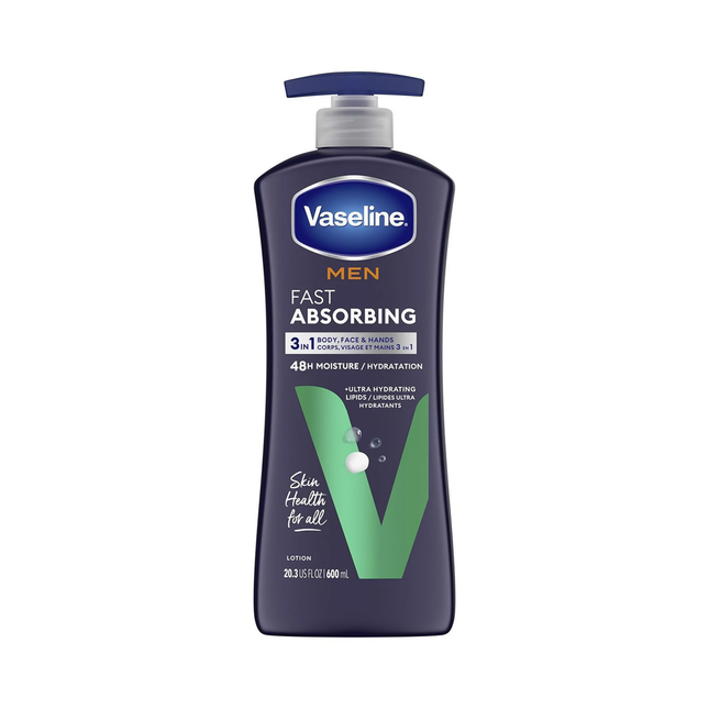 Vaseline Men - Fast Absorbing 3-in-1 Lotion for Body, Face & Hands | 600 mL