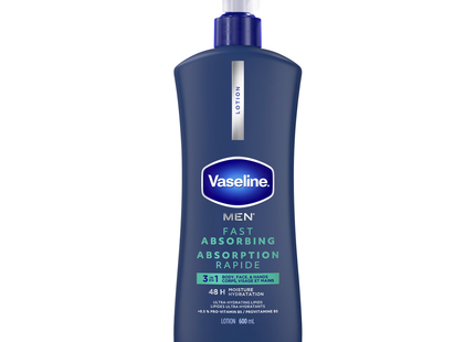 Vaseline Men - Fast Absorbing 3-in-1 Lotion for Body, Face & Hands | 600 mL
