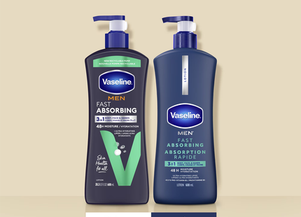 Vaseline Men - Fast Absorbing 3-in-1 Lotion for Body, Face & Hands | 600 mL