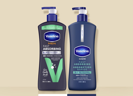 Vaseline Men - Fast Absorbing 3-in-1 Lotion for Body, Face & Hands | 600 mL