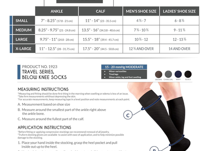 TRUFORM - Chaussettes de voyage unisexes | 15-20 mmHg