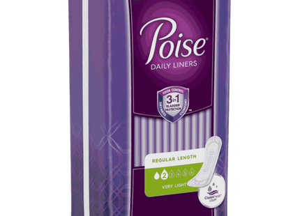 Poise - Daily Liners - 3 in 1 Bladder Protection - Regular Length - Level 2 Very Light Protection | 26 Liners