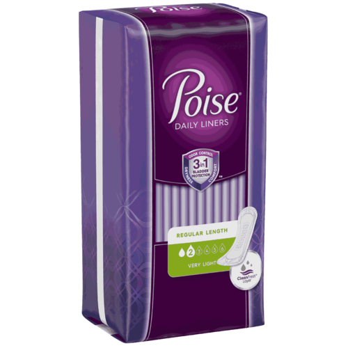 Poise - Daily Liners - 3 in 1 Bladder Protection - Regular Length - Level 2 Very Light Protection | 26 Liners