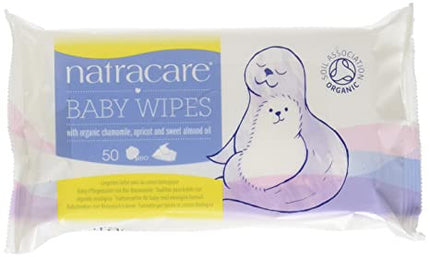 NatraCare Baby Wipes with Organic Chamomile, Apricot & Sweet Almond Oil | 50 Wipes