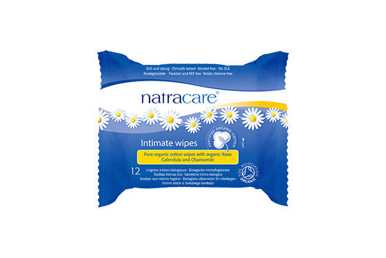 NatraCare Organic Cotton Intimate Wipes with Rose Calendula & Chamomile | 12 Wipes