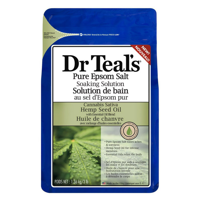 Dr Teal's - Pure Epsom Salt - Cannabis Sativa Hemp Seed Oil | 1.36 kg