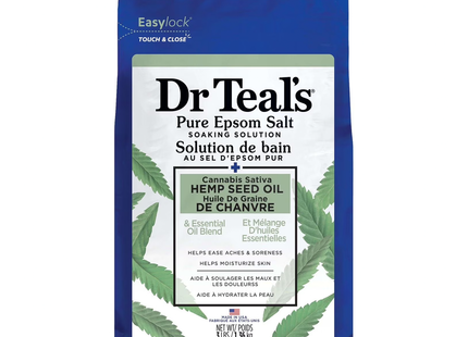 Dr Teal's - Sel d'Epsom pur - Huile de graines de chanvre Cannabis Sativa | 1,36 kg 