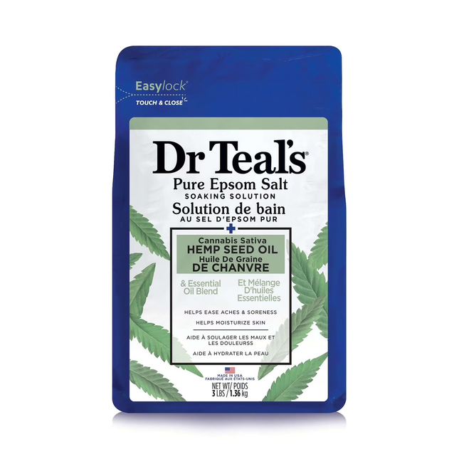 Dr Teal's - Pure Epsom Salt with Cannabis Sativa Hemp Seed Oil | 1.36 kg