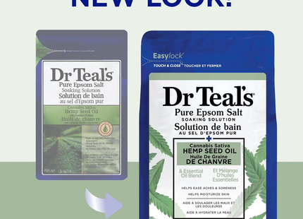 Dr Teal's - Sel d'Epsom pur - Huile de graines de chanvre Cannabis Sativa | 1,36 kg 