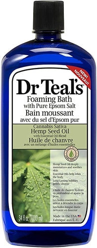 Dr Teal's - Foaming Bath with Pure Epsom Salt - Cannabis Sativa Hemp Seed Oil + Essential Oil Blend | 1000 mL