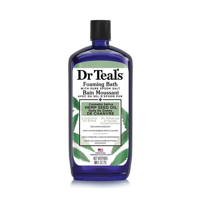 Dr Teal's - Foaming Bath with Pure Epsom Salt - Cannabis Sativa Hemp Seed Oil + Essential Oil Blend | 1 L