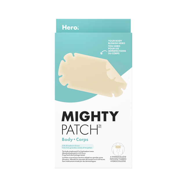Hero Cosmetics - Mighty Body Patch pour les grandes zones de boutons | 4 patchs hydrocolloïdes