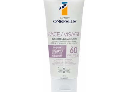 Ombrelle - Face Sunscreen Ultra-Light Hydrating Cream SPF 60 | 75 mL