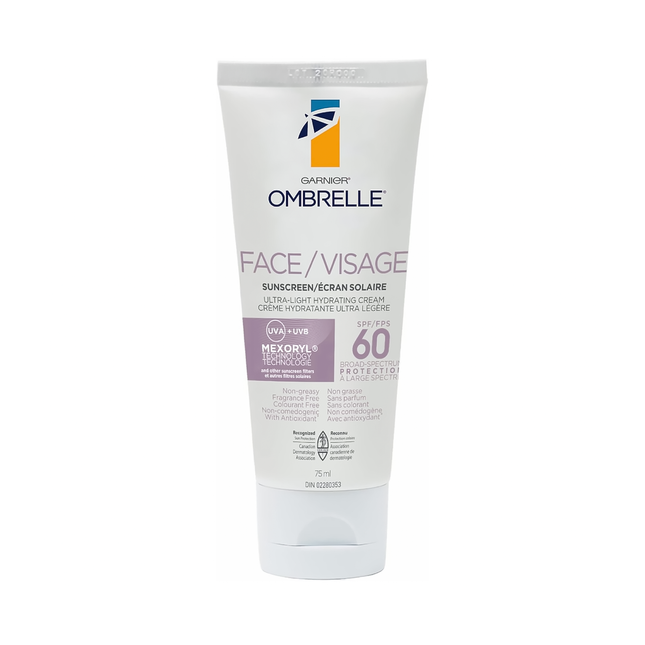 Ombrelle - Face Sunscreen Ultra-Light Hydrating Cream SPF 60 | 75 mL