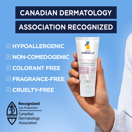 Ombrelle - Crème hydratante ultra-légère écran solaire visage FPS 60 | 75 mL