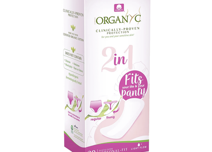 Organyc - Protège-slips 2 en 1 - Flux léger | 20 protège-slips