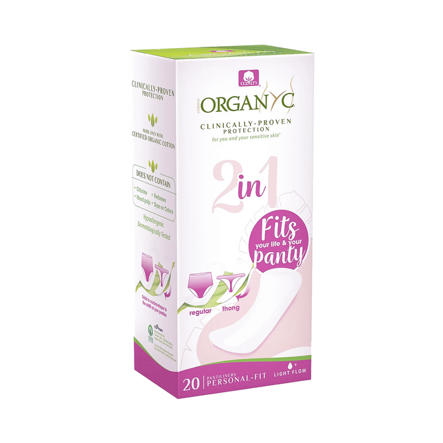 Organyc - Protège-slips 2 en 1 - Flux léger | 20 protège-slips