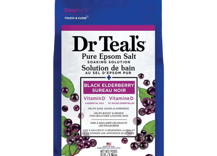 Dr Teal's - Pure Epsom Salt Soaking Solution with Black Elderberry & Vitamin D | 1.36 kg