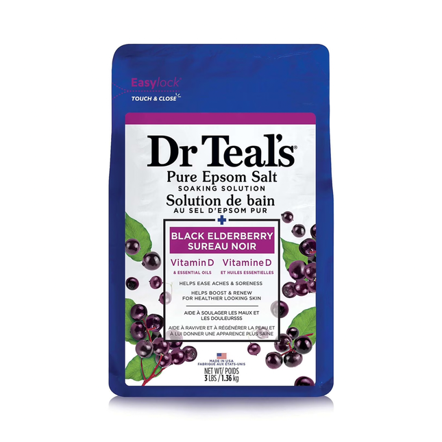 Dr Teal's - Pure Epsom Salt Soaking Solution with Black Elderberry & Vitamin D | 1.36 kg