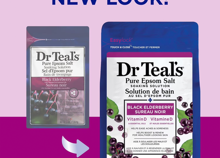 Dr Teal's - Pure Epsom Salt Soaking Solution with Black Elderberry & Vitamin D | 1.36 kg
