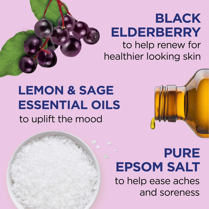 Dr Teal's - Pure Epsom Salt Soaking Solution with Black Elderberry & Vitamin D | 1.36 kg