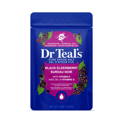 Dr Teal's - Pure Epsom Salt Soaking Solution with Black Elderberry & Vitamin D | 1.36 kg