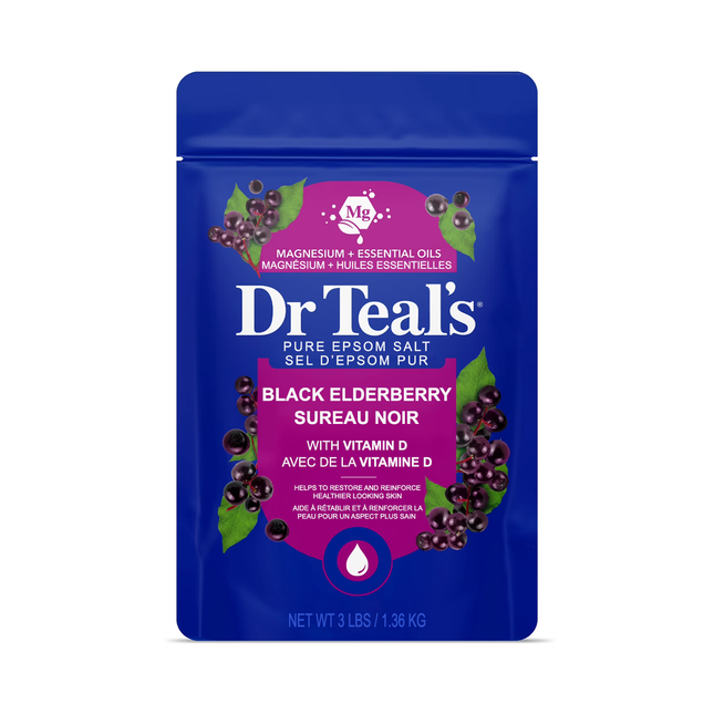 Dr Teal's - Pure Epsom Salt Soaking Solution with Black Elderberry & Vitamin D | 1.36 kg
