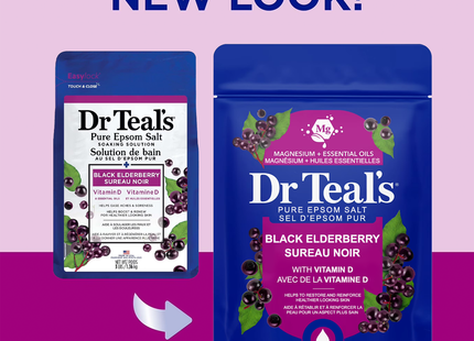 Dr Teal's - Pure Epsom Salt Soaking Solution with Black Elderberry & Vitamin D | 1.36 kg