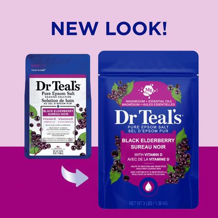 Dr Teal's - Pure Epsom Salt Soaking Solution with Black Elderberry & Vitamin D | 1.36 kg
