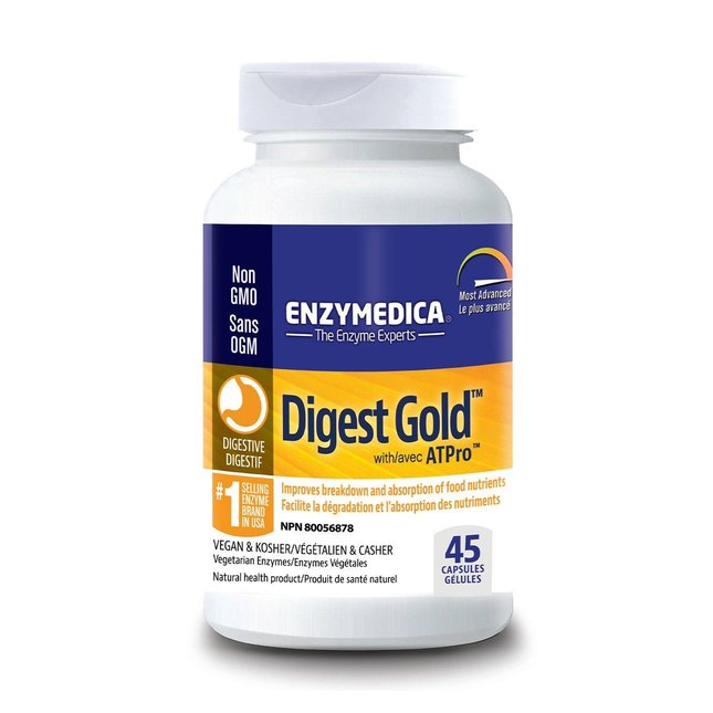 Enzymedica - Digest Gold with ATPro - Improves Breakdown and Absorption of Food Nutrients | 45 Capsules