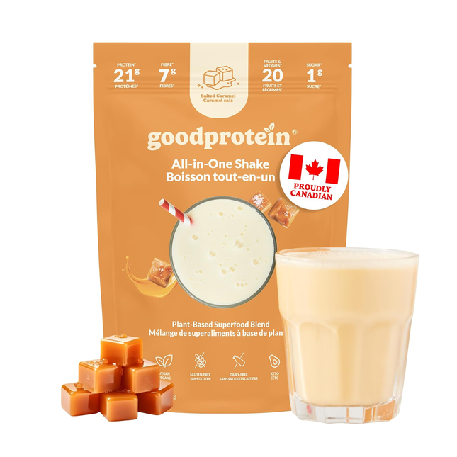 goodprotein All-In-One Shake Plant-Based Superfood Blend, Salted Caramel | 880 g