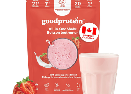 goodprotein All-In-One Shake Plant-Based Superfood Blend, Strawberries & Cream | 880 g