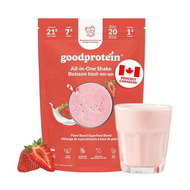 goodprotein All-In-One Shake Plant-Based Superfood Blend, Strawberries & Cream | 880 g