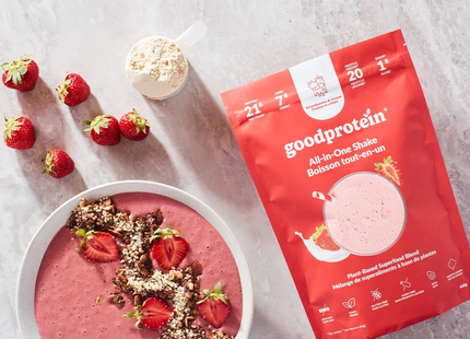 Goodprotein Shake tout-en-un, mélange de superaliments végétaux, fraises et crème | 440 g