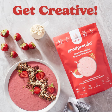goodprotein All-In-One Shake Plant-Based Superfood Blend, Strawberries & Cream | 440 g