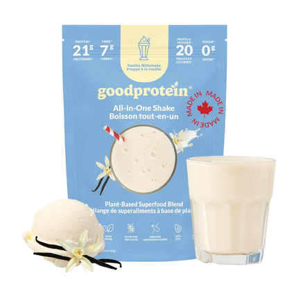 goodprotein - Mélange tout-en-un de superaliments végétaux pour boisson frappée, Vanille | 880 g