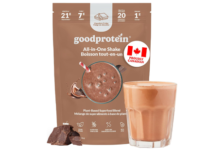 Goodprotein Shake tout-en-un, mélange de superaliments végétaux, fudge au chocolat | 880 g