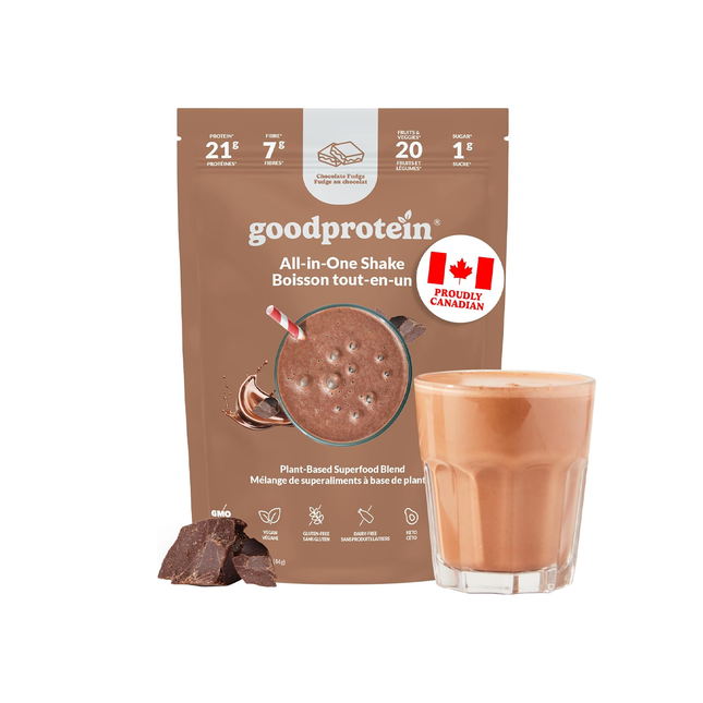Goodprotein Shake tout-en-un, mélange de superaliments végétaux, fudge au chocolat | 880 g