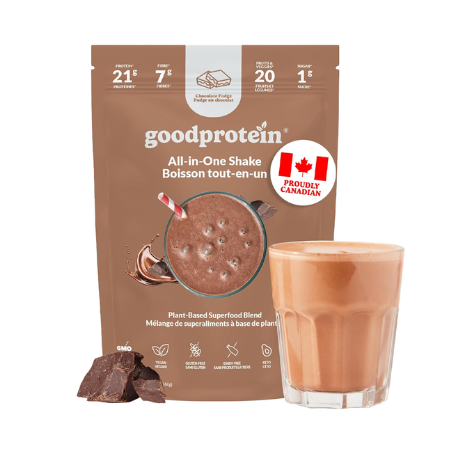 Goodprotein Shake tout-en-un, mélange de superaliments végétaux, fudge au chocolat | 880 g