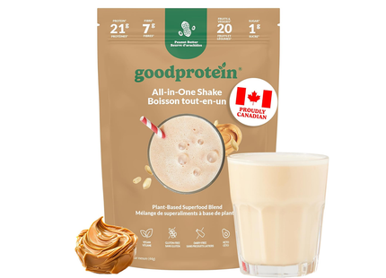 Goodprotein Shake tout-en-un, mélange de superaliments à base de plantes, beurre de cacahuète | 440 g