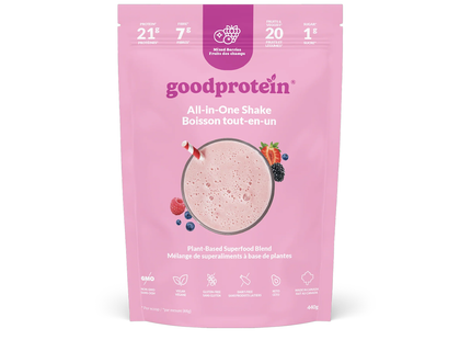 Goodprotein Shake tout-en-un, mélange de superaliments végétaux, baies mélangées | 440 g