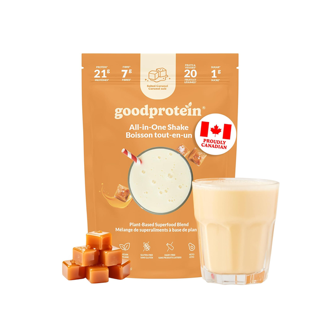 Goodprotein Shake tout-en-un, mélange de superaliments végétaux, caramel salé | 440 g