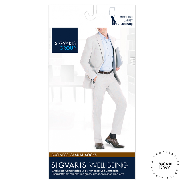 *Sigvaris - Chaussettes de compression décontractées pour affaires - Marine 15-20 mmHg | 189CA10
