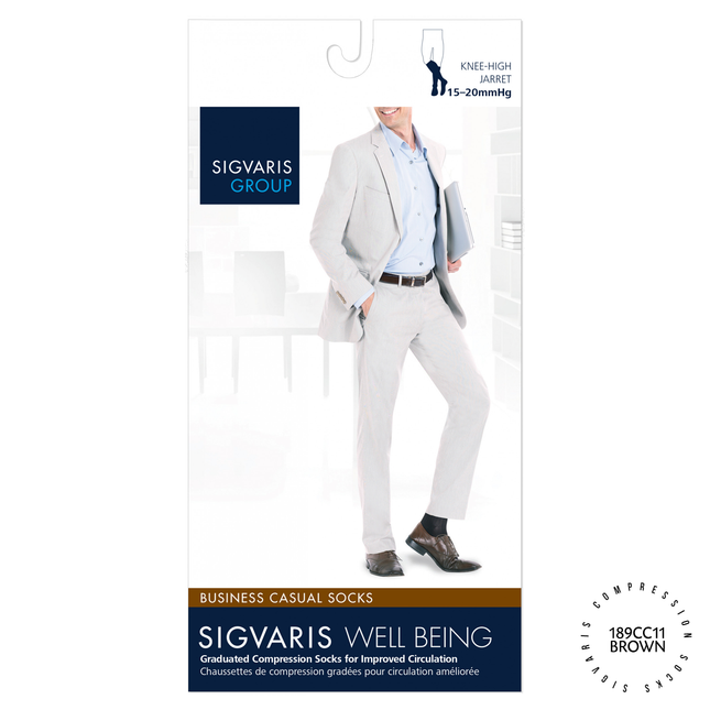 *Sigvaris - Chaussettes de compression décontractées pour affaires - Marron 15-20 mmHg | 189CC11