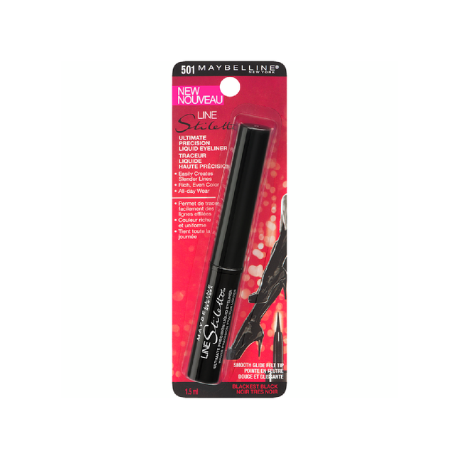 Maybelline Stiletto Eyeliner liquide haute précision - Noir le plus noir | 1,5 ml 