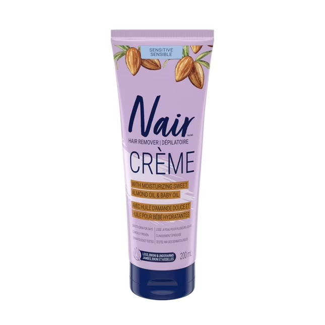 Nair Creme - Épilateur - Formule sensible - avec amande douce et huile pour bébé | 200 ml